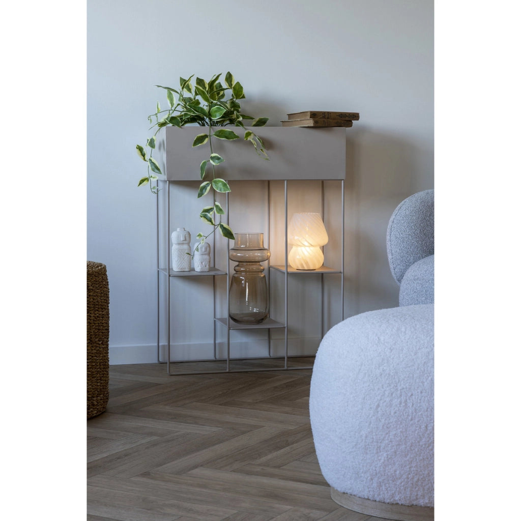 Fioriera Rabo in Acciaio Color Sabbia con 3 Ripiani — 25×60×80 cm