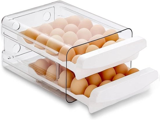 Contenitore per uova per frigorifero, 40 griglia/2 livelli contenitore per uova, contenitore per uova di conservazione per uova, contenitore per uova e contenitore per conservazione, in plastica trasparente.