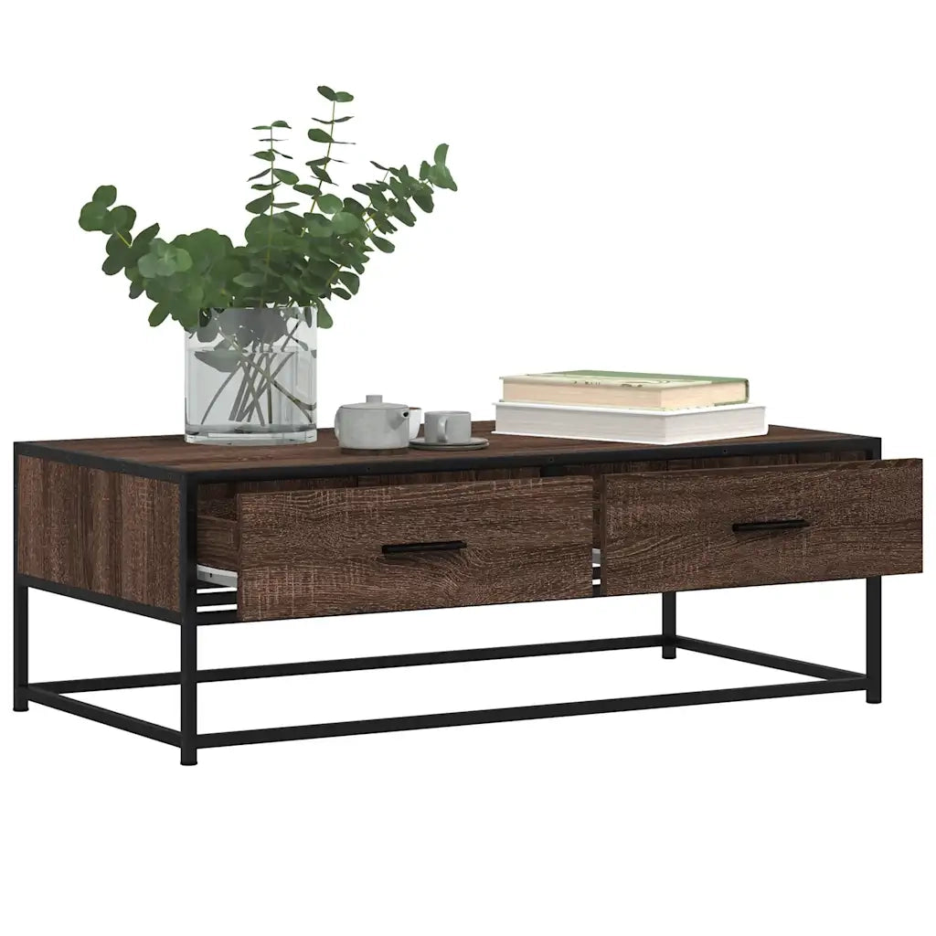 Tavolino Salotto Rovere Marrone 100x50x35cm Multistrato Metallo 848783