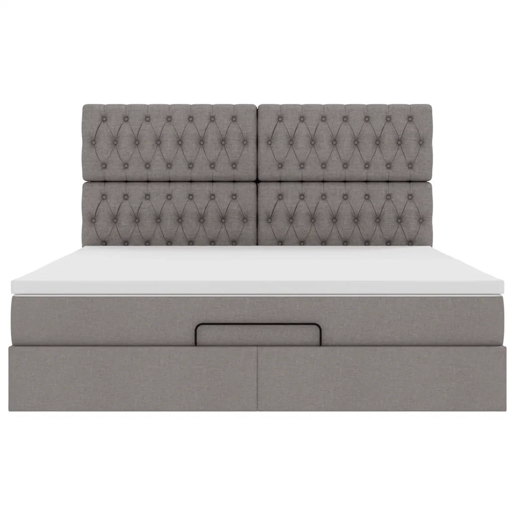 Struttura Letto Pouf con Materasso Tortora 180x200cm in Tessuto