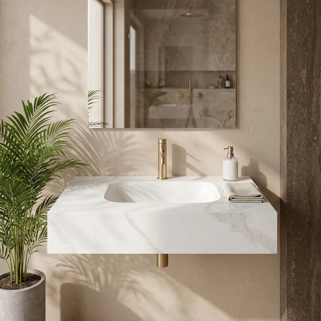 Lavabo Sospeso Rea Aresa Belt White 80