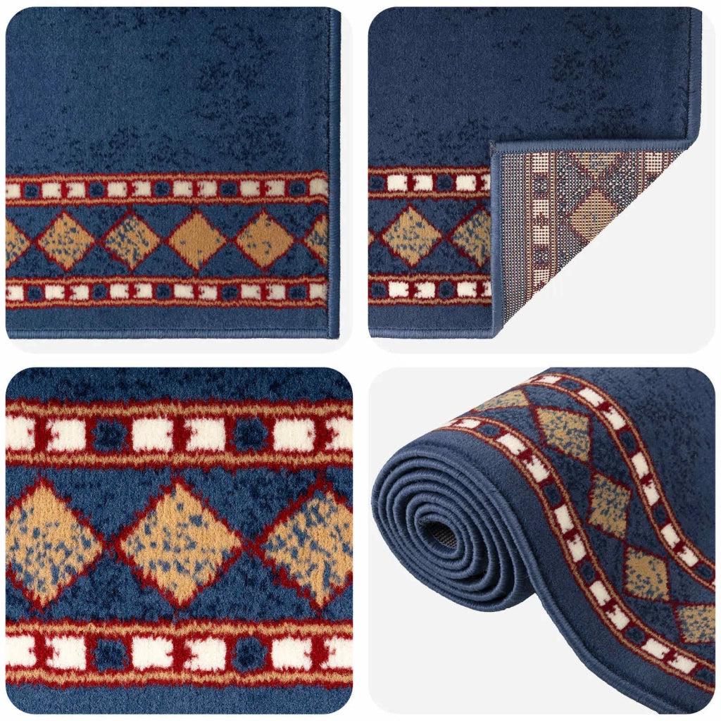 Tappeto Runner FLORNES Tessuto Blu 80 x 200 cm PP 7 mm 42057262