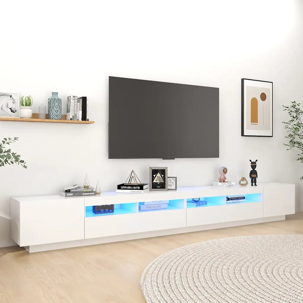 Mobile TV | Armadietto TV | Mobile Porta TV con Luci LED Bianco 300x35x40 cm