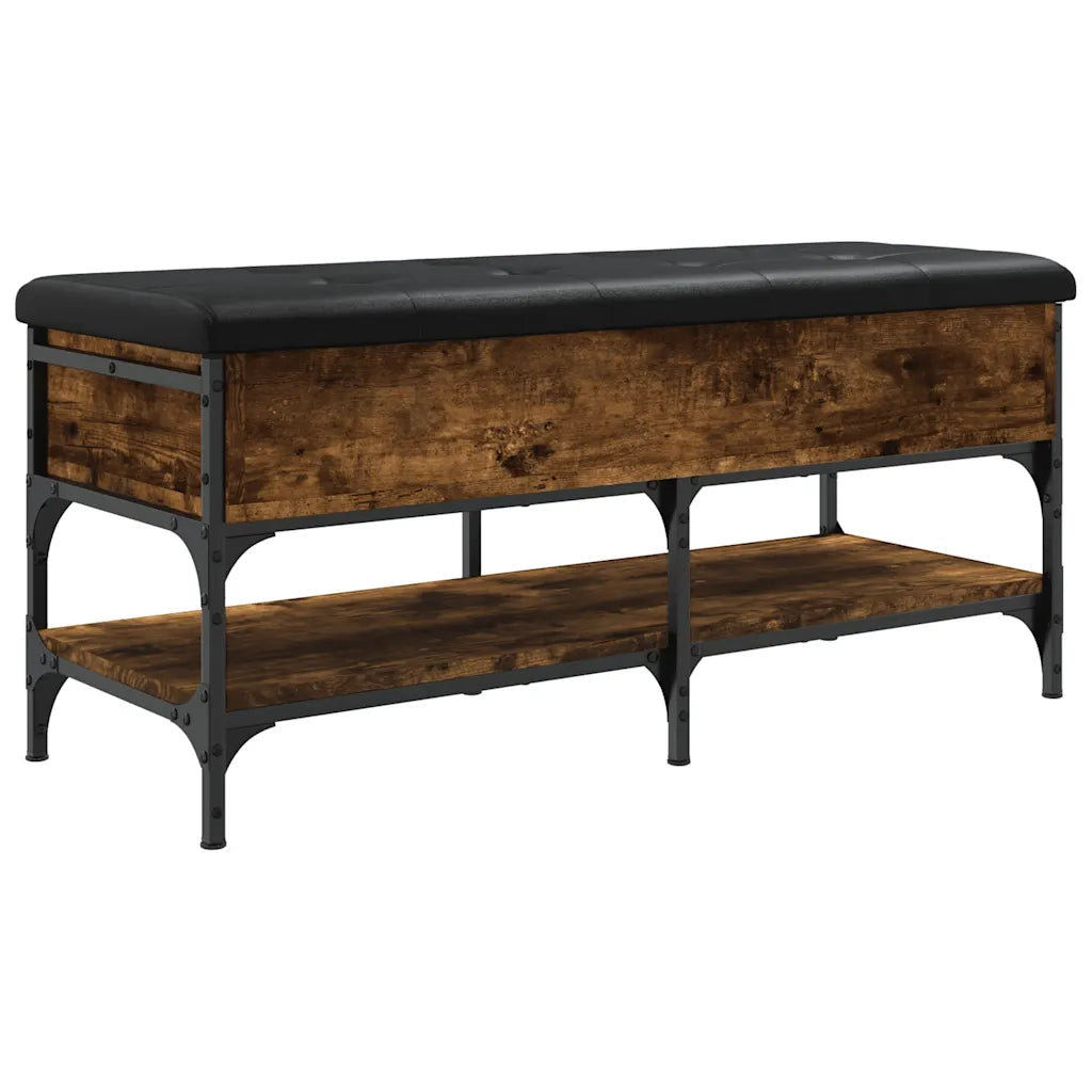 Panca Porta Scarpe-Sgabello-Panca Scarpiera Rovere Fumo 102x42x45 cm Legno Multistrato