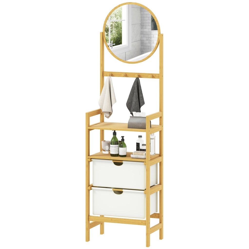 Mobile Bagno con Specchio e Cassetti ¨C Zephmum ¨C Legno Bamb¨´ 48.5x30x170 cm