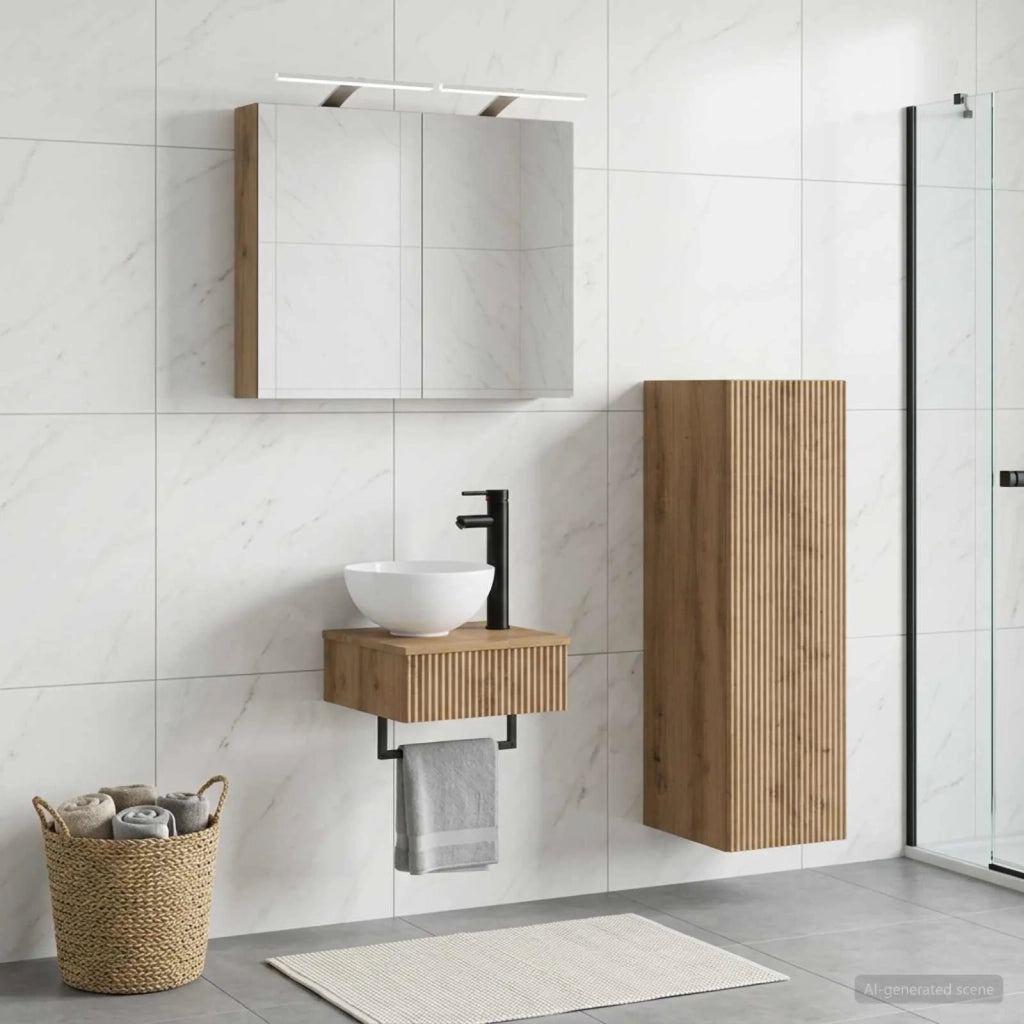 Set di Armadi da Bagno 4 pz Rovere Artigianale 3407366