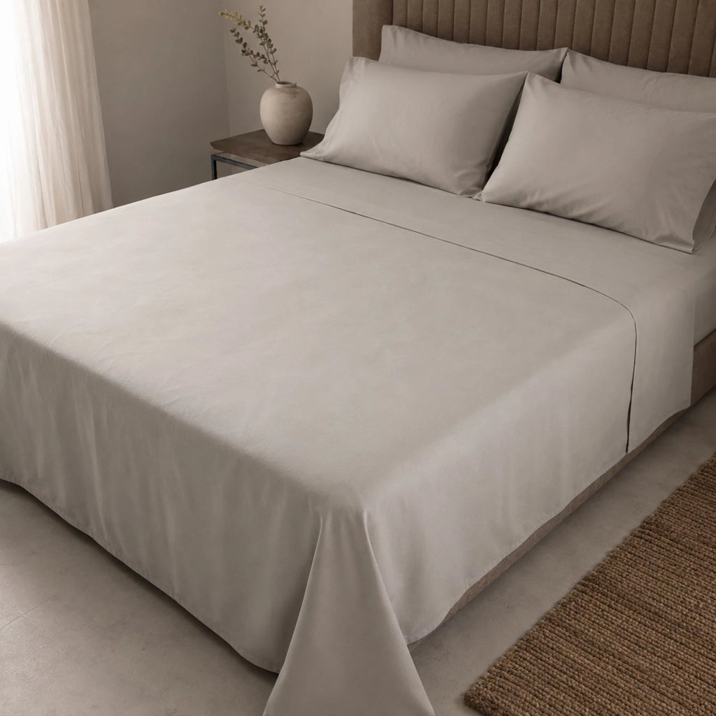Sarisa, set Completo Letto Matrimoniale in Policotone, Grigio Pietra