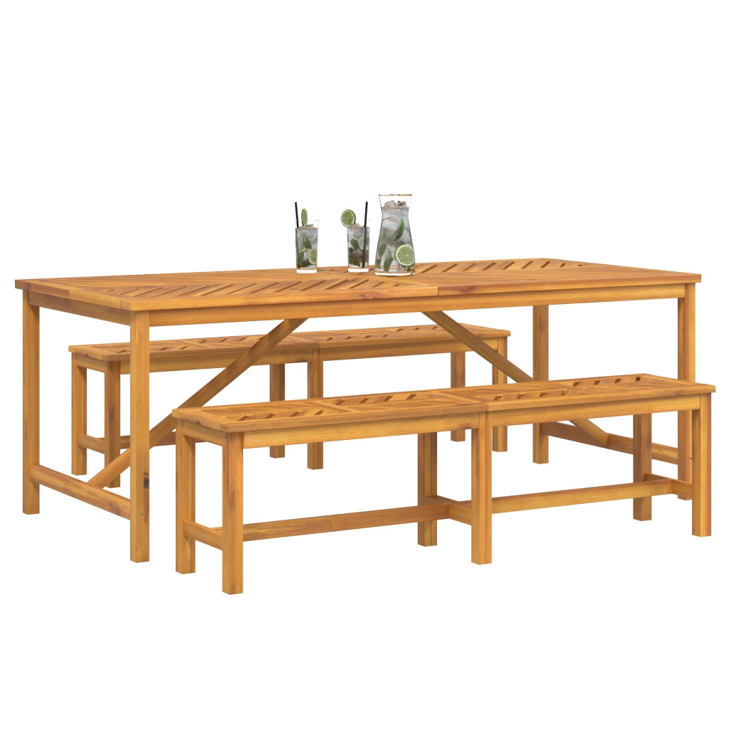 Set da pranzo da giardino 6 pezzi in legno massello di acacia