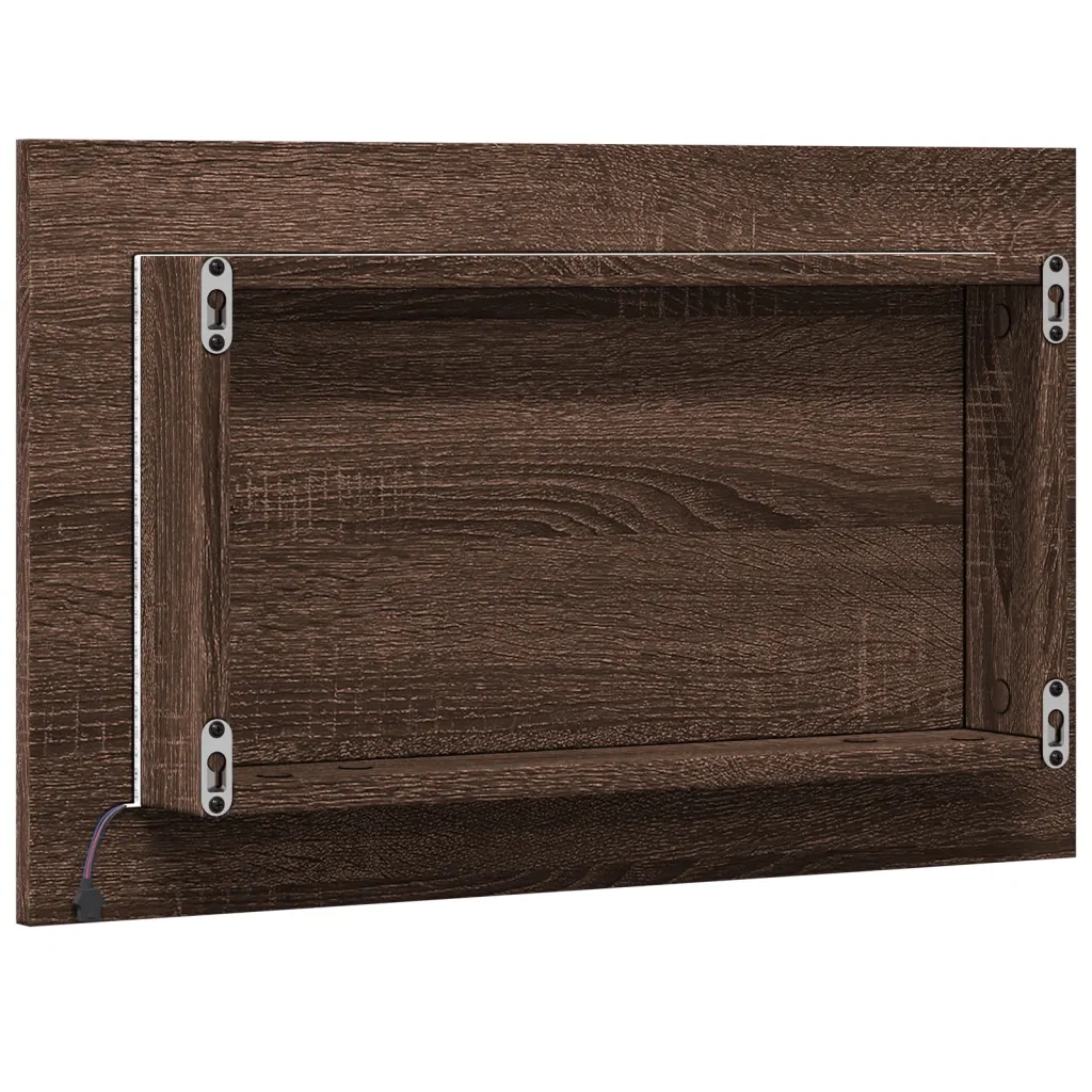Specchio da Bagno LED-Specchio decorativo con LED Rovere Marrone 60x8,5x38 cm in Truciolato