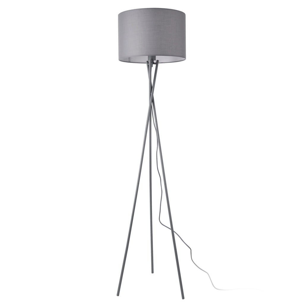 Lampada da Terra Grenoble con Paralume in Tessuto e Struttura a Treppiede in Metallo - Grigio lux.pro