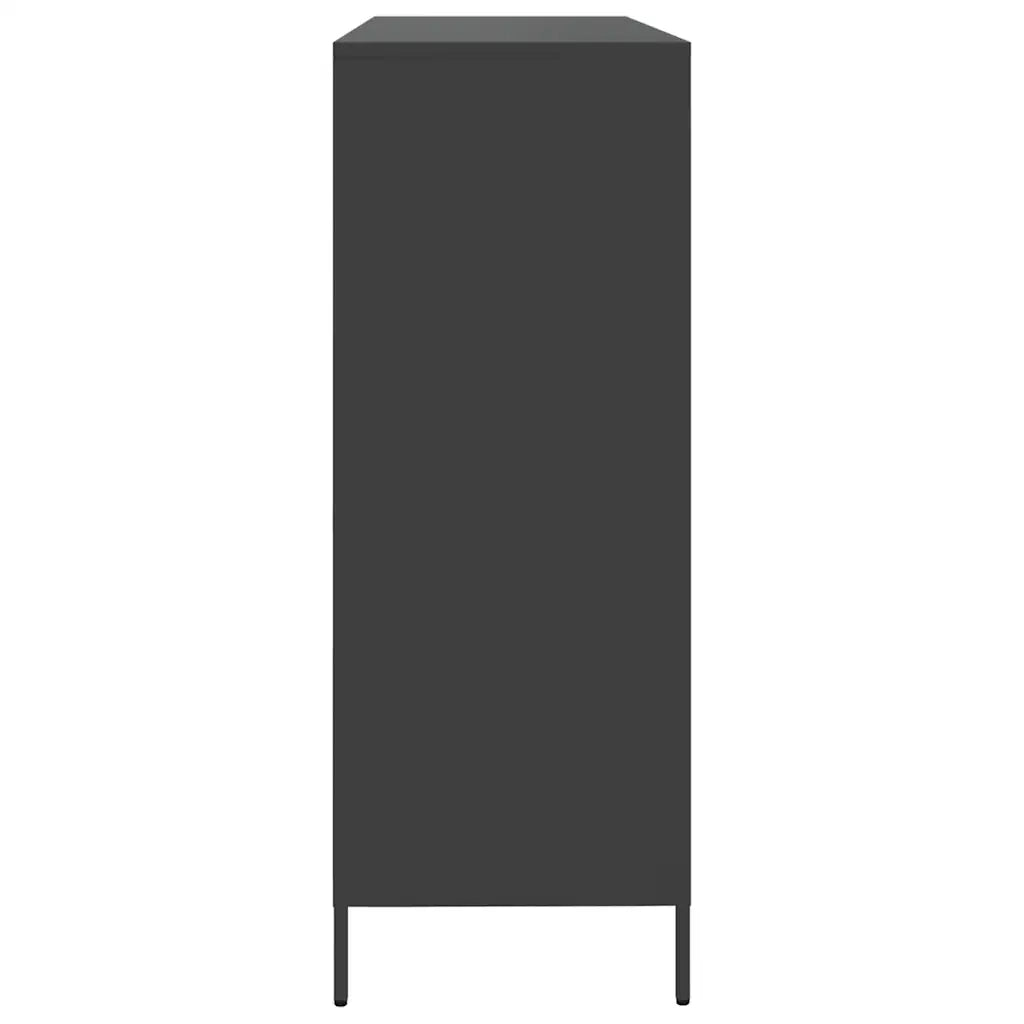 Credenza Nera 135x39x103,5 cm in Acciaio Laminato a Freddo