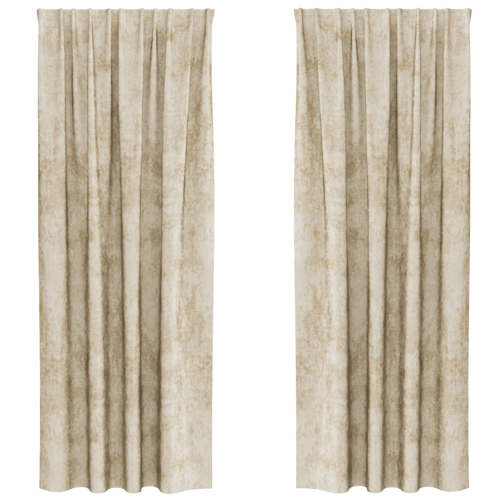 Tende di velluto 2 pz con occhielli panna 245x140 cm