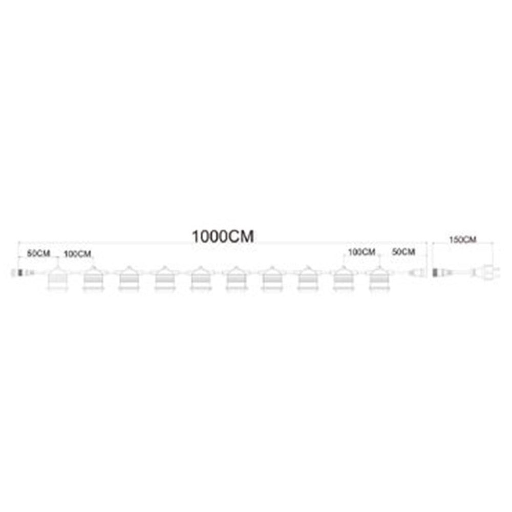 Trade Shop - Catena Luminosa Con 10 Portalampada E27 Luci Decorative Prolungabile Ip54 P01-s01-10 - Bianco