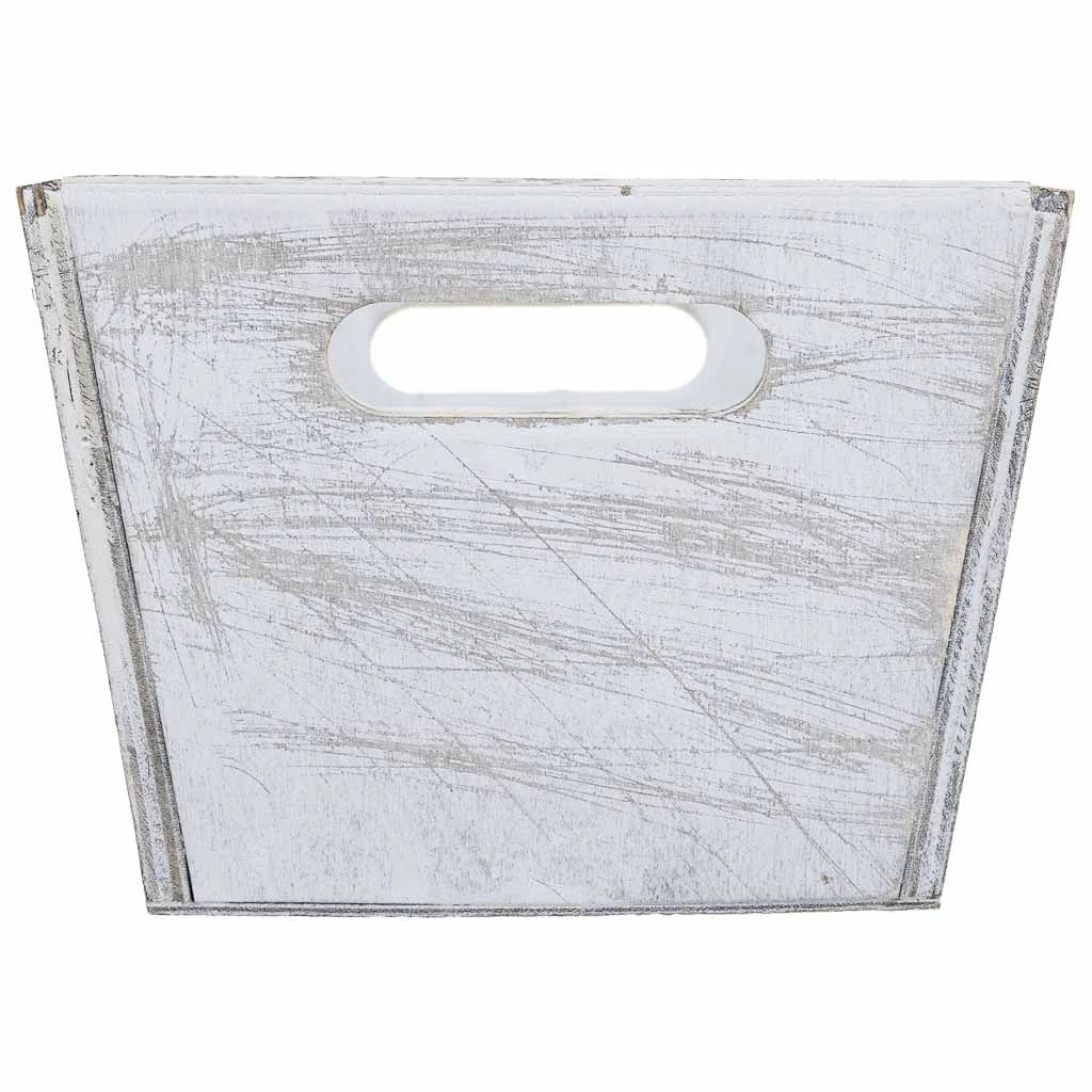 Set di 2 cesti in legno bianco 25x17x12h-20x12x9,5