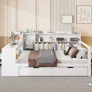 Letto matrimoniale 140x200 con scrivania e cassetti bianco