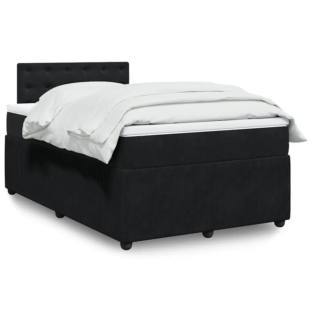 Giroletto a Molle con Materasso Nero 120x190 cm in Velluto
