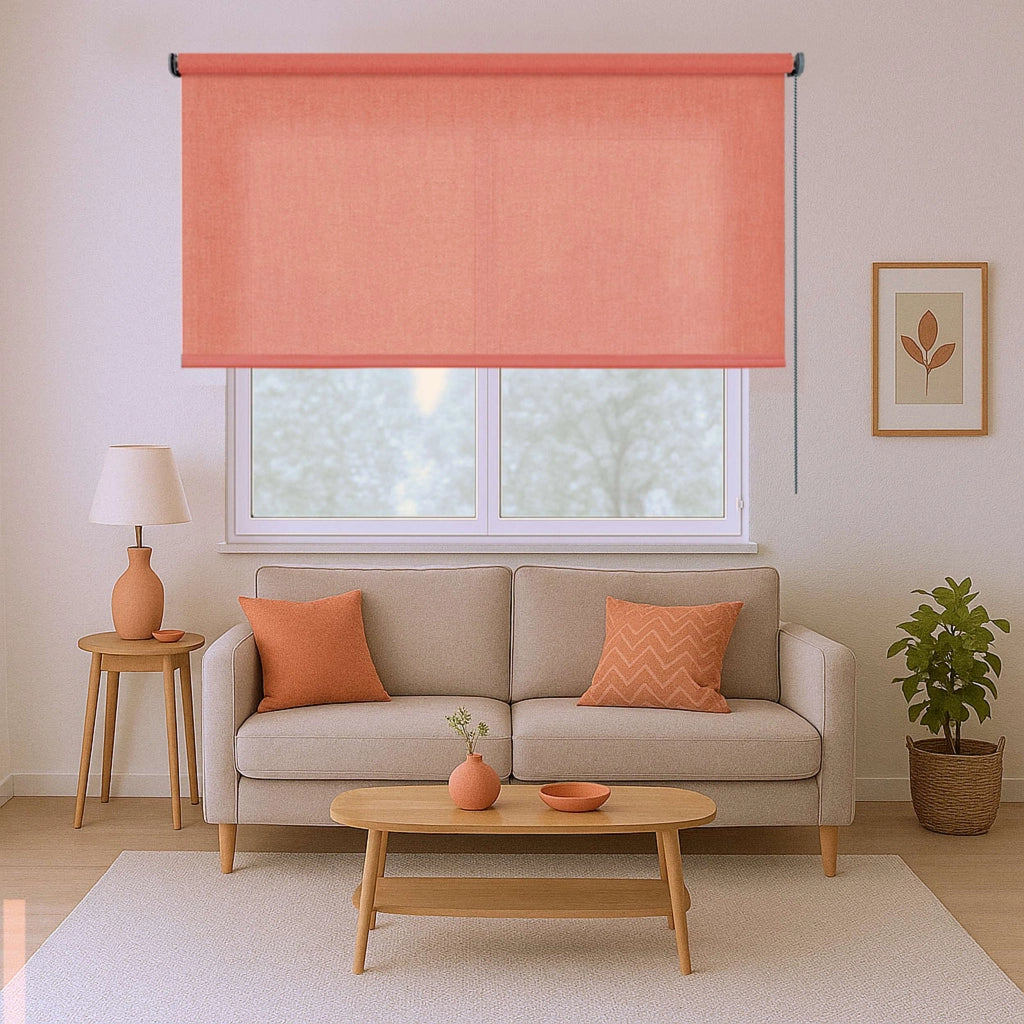 Tenda a Rullo Filtrante, Tenda Avvolgibile Traslucida Liscia Per Finestre e Porte Corallo 45x180 cm