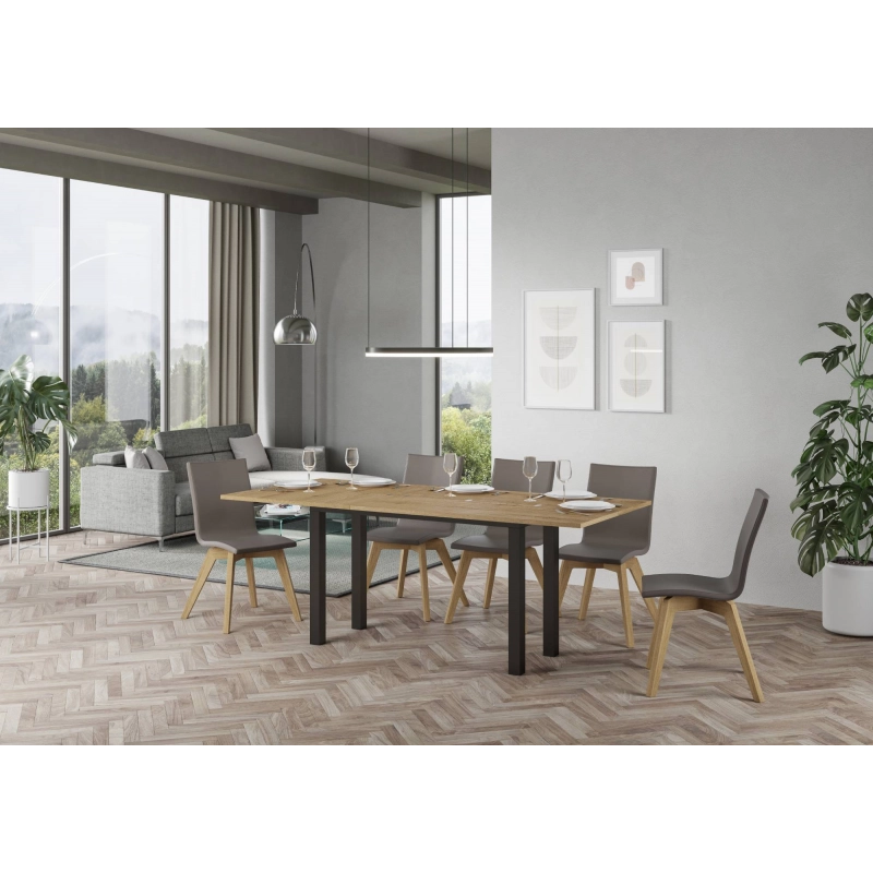 Tavolo apribile 120/200x45/90 cm Everyday Double telaio Antracite - Quercia Natura