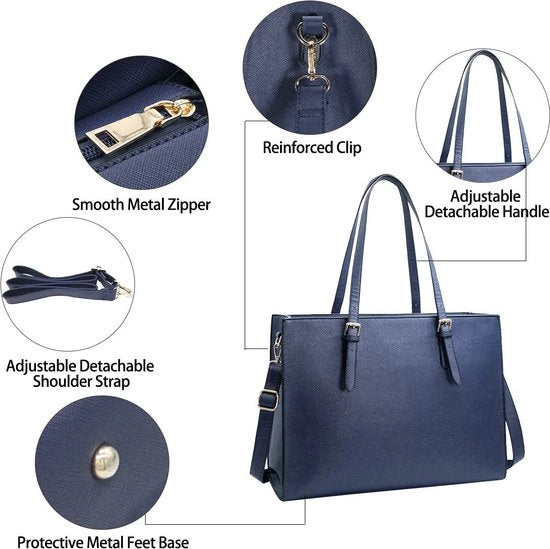 Borsa grande per donna, grande borsa nera in pelle, borsa da spalla, borsa da lavoro, borsa per laptop, 39,6 cm