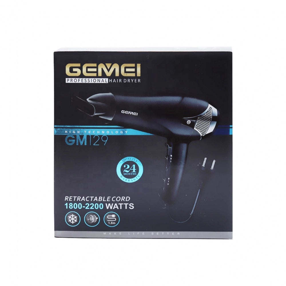 Trade Shop - Asciugacapelli Professionale Phon Corda Retrattile 1800-2200w 2 Velocità Gm-129 -