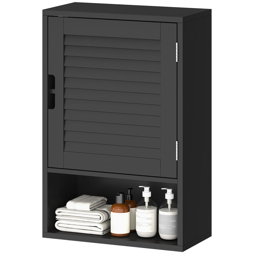 Armadietto Bagno a Parete con Anta e Ripiano Regolabile ¨C Zephmum ¨C 40x20x60 cm, Nero