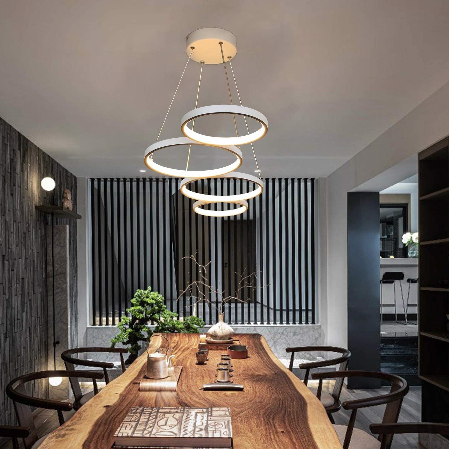 Lampada a sospensione ZMH moderno 4 luci anello altezza regolabile 88 cm per sala da pranzo e ufficio