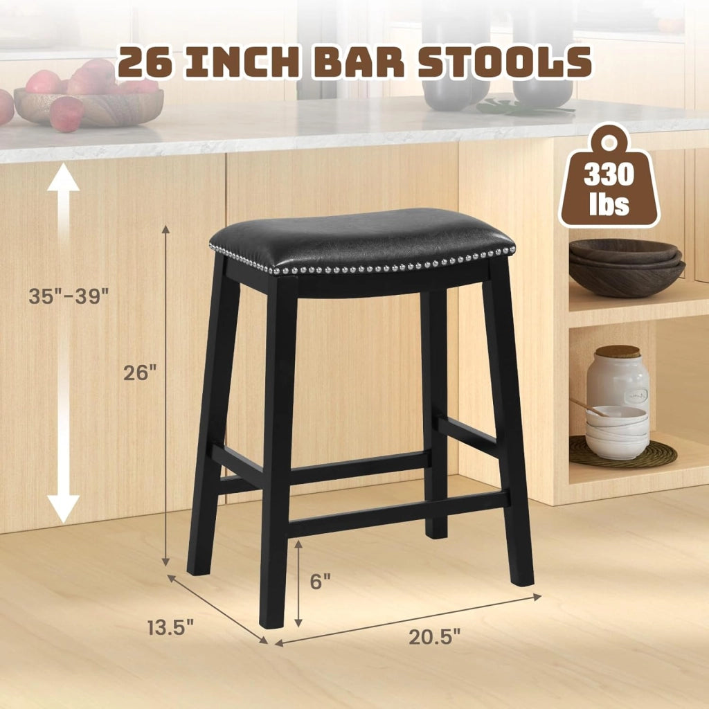 Sgabello da bar 2 pezzi, altezza 66 cm, sgabello da bar in ecopelle PVC con seduta imbottita, telaio in legno, carico massimo 100 kg, sgabello: