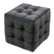 Pouf in velluto "Lizbon" - 42 x 42 x 42 cm - Grigio