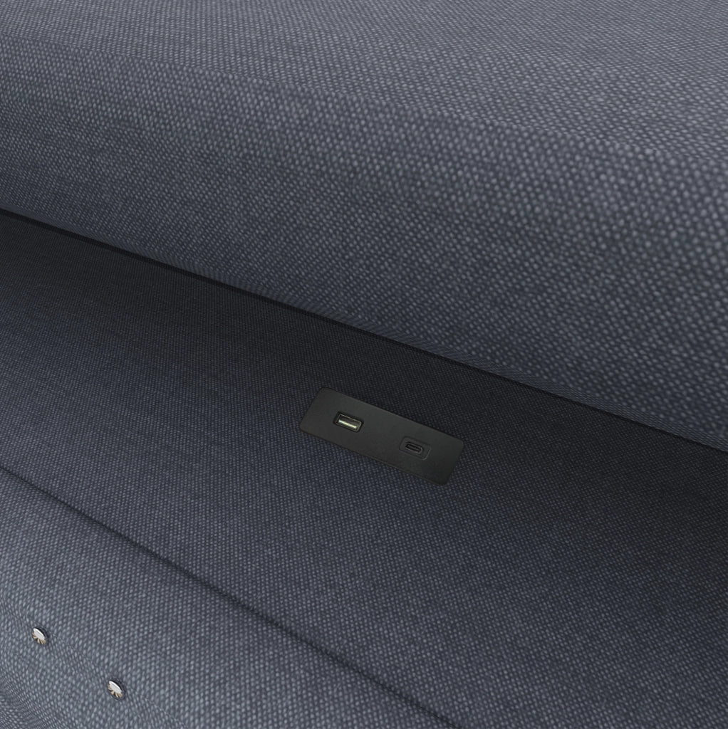Daybed 90 x 200 cm con illuminazione LED; spazio contenitore idraulico; lino e MDF grigio