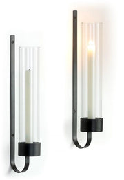 Set di due candele per muro in metallo con cono per conservere, moderno sostegno per candela con lampada a olio per salone, camera da letto, bagno, esterno