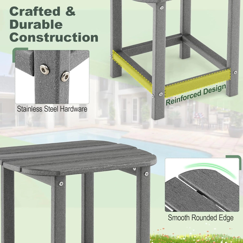 Set di 2 tavolini da giardino in HDPE, resistenti alle intemperie, piccolo tavolo da balcone, tavolino da caffè con spazio di archiviazione a 2 piani, tavolo da tè per esterni, per terrazza