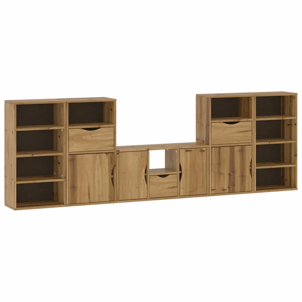 Mobile TV 5 pz con Contenitore ODDA in Legno Massello di Pino 3365378