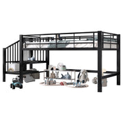 LETTO A CASTELLO ALTO 90x200 cm con scala contenitore, nero