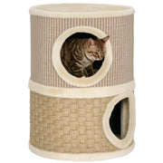 Tiragraffi per gatto con erba gatta e sisal ¨C zephmum ¨C 35,5x35,5x49cm kaki