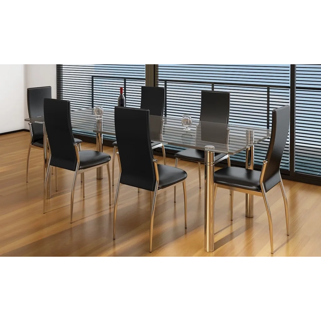 Sedie da Pranzo 6 pz Nere in Similpelle cod mxl 17844