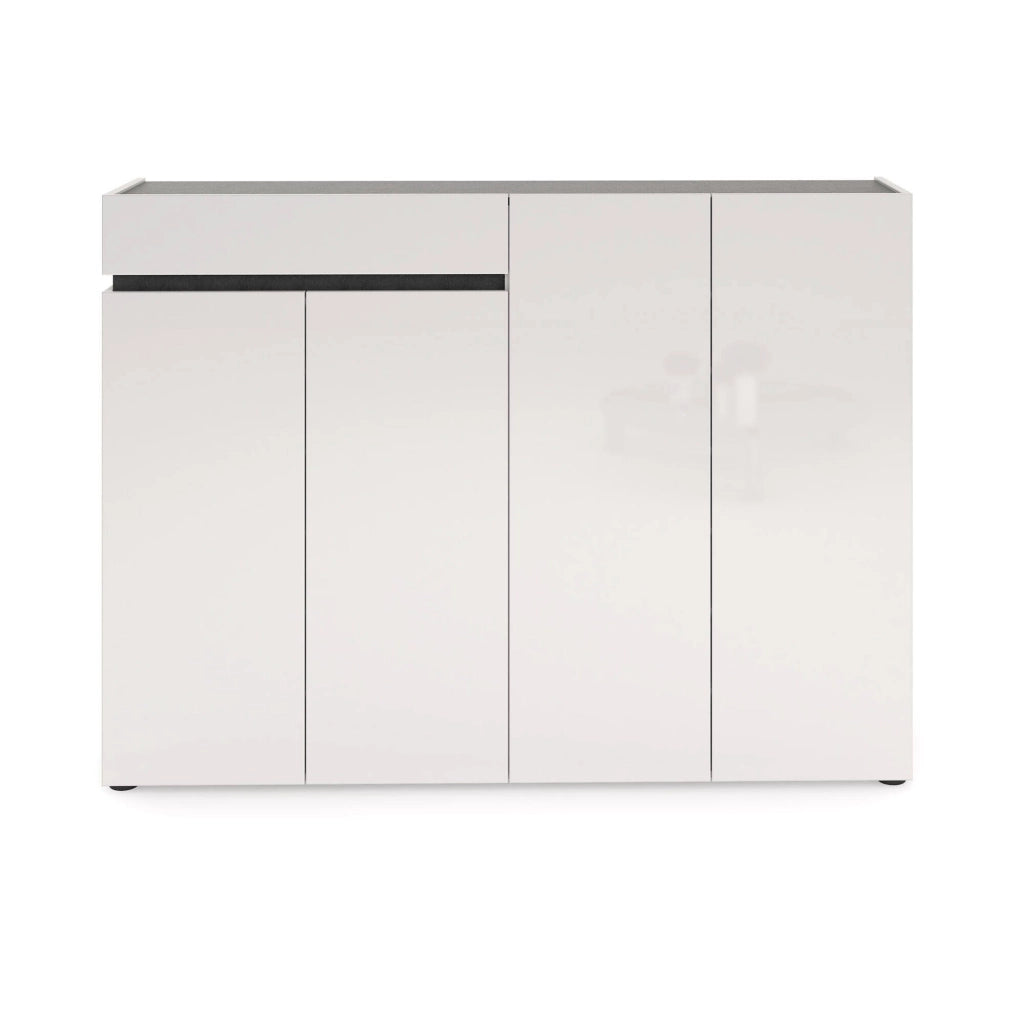Mobile Portascarpe Speranza, Scarpiera 10 Ripiani Made in Italy, 160x34x115h cm Bianco Lucido