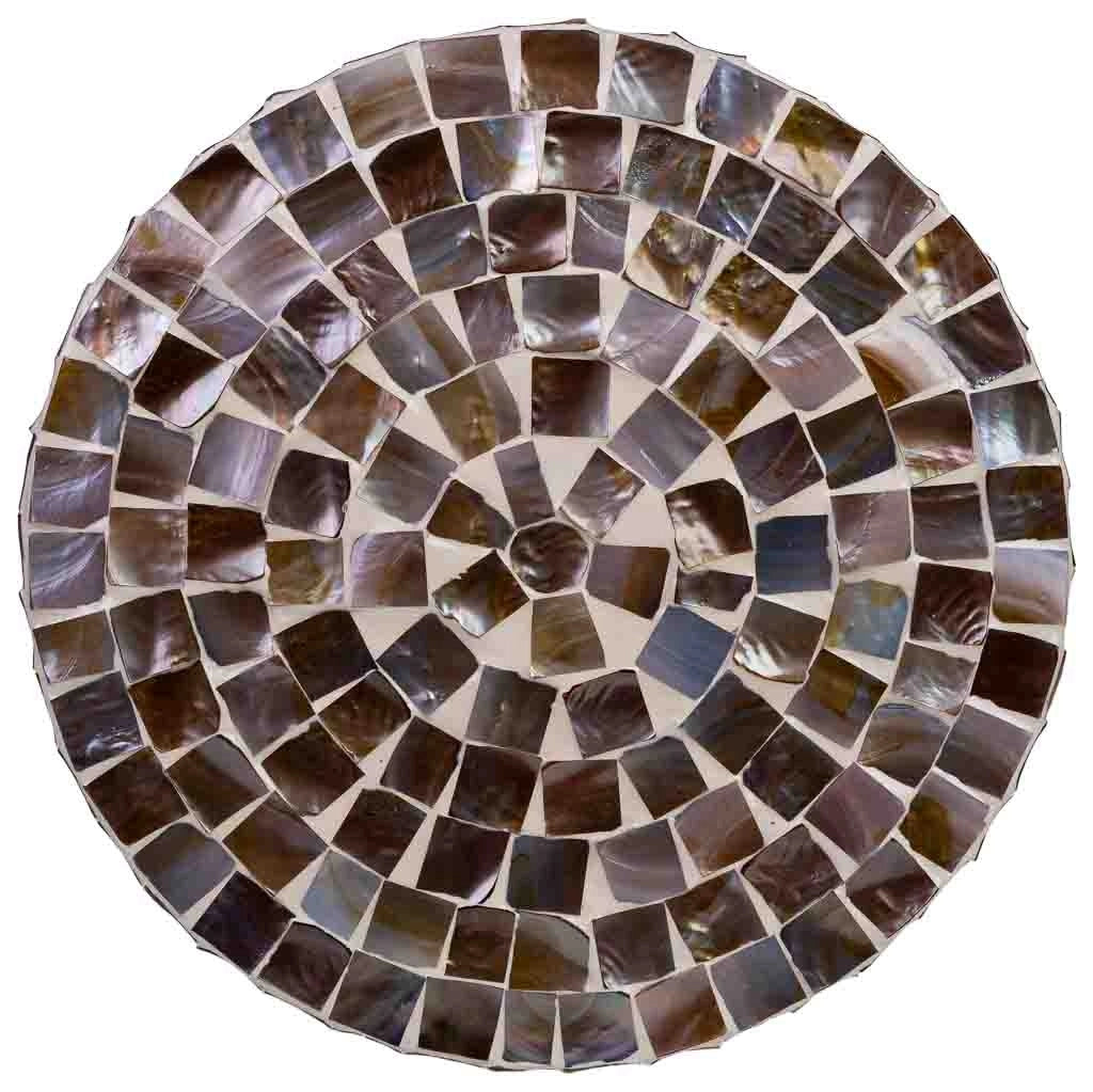 Tavolino in legno e capiz marrone d40x45h cm