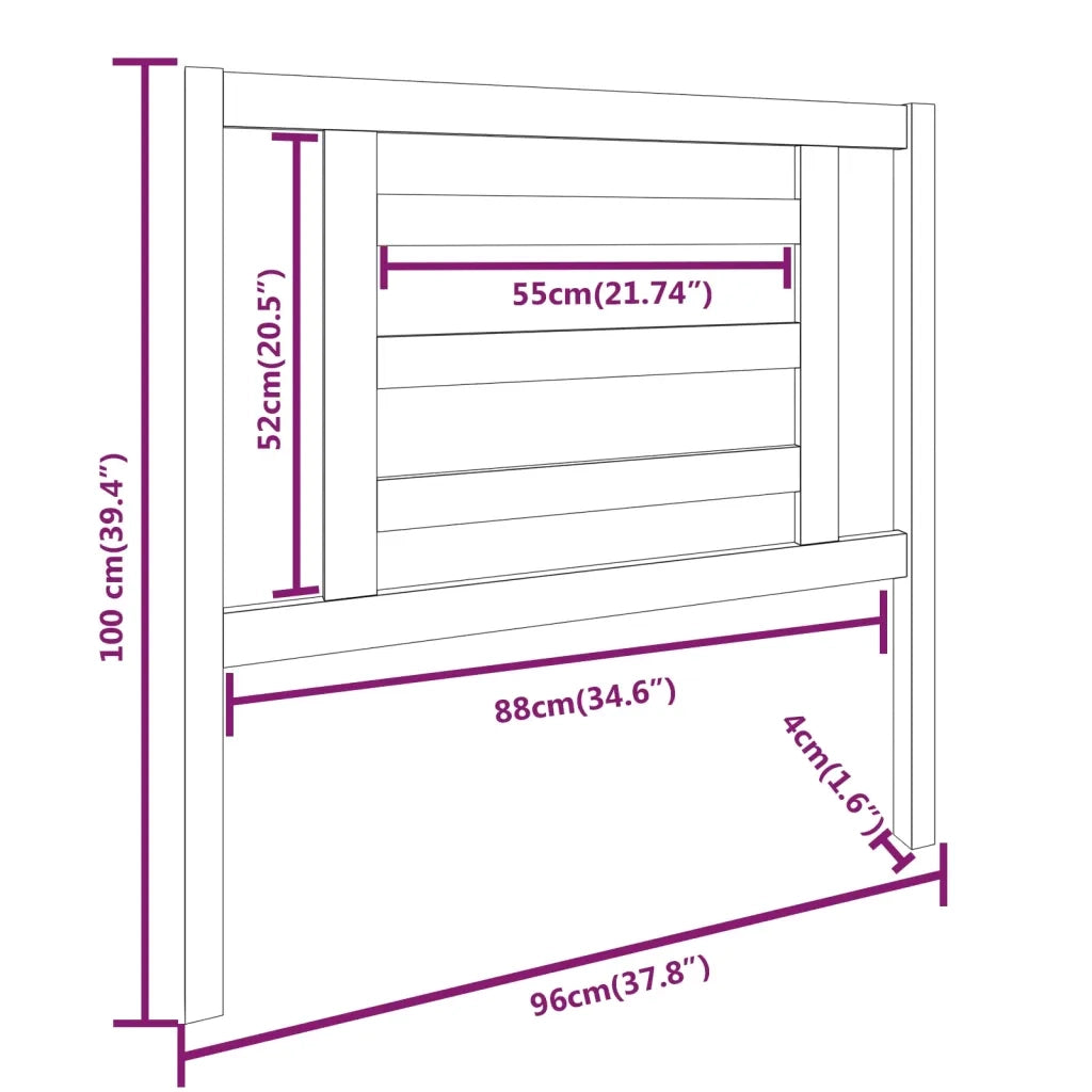 Testiera | Testata per Letto 96x4x100 cm in Legno Massello di Pino