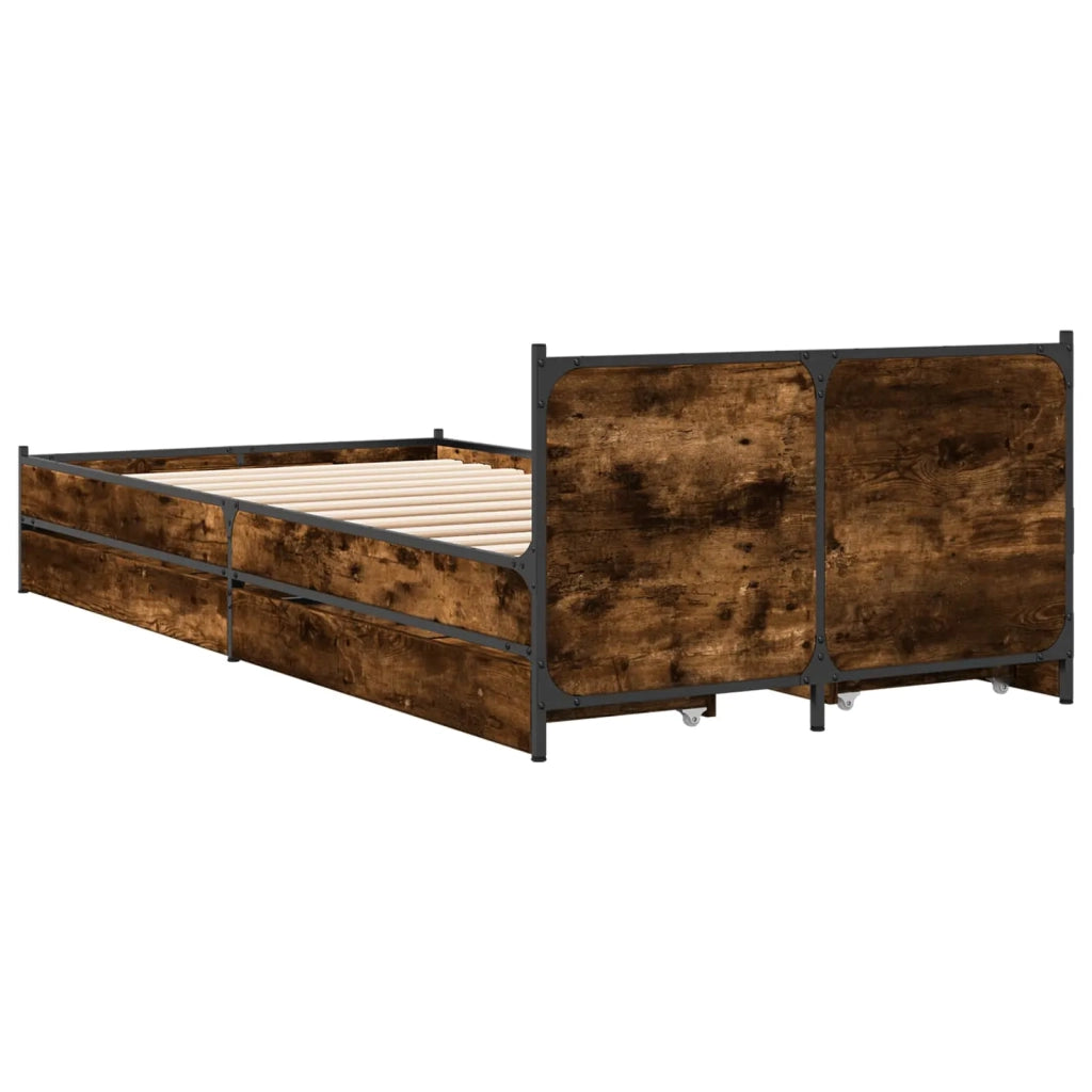 Struttura letto con testata con ruota Rovere Fumo 80 x 200 cm 3429694