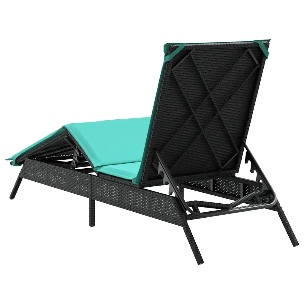 Lettino prendisole con Cuscino in Polyrattan Nero 4002709