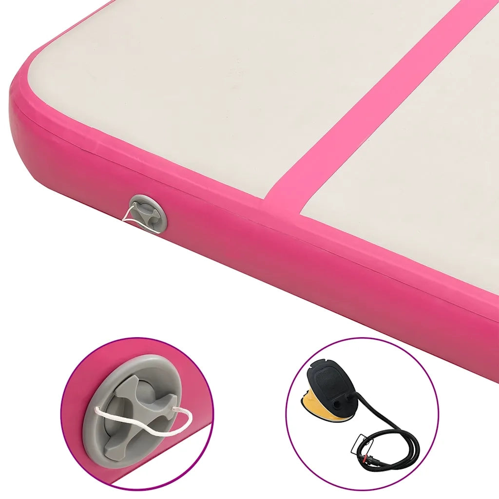 Tappetino Ginnastica Gonfiabile con Pompa 800x100x20cm PVC Rosa cod mxl 61414