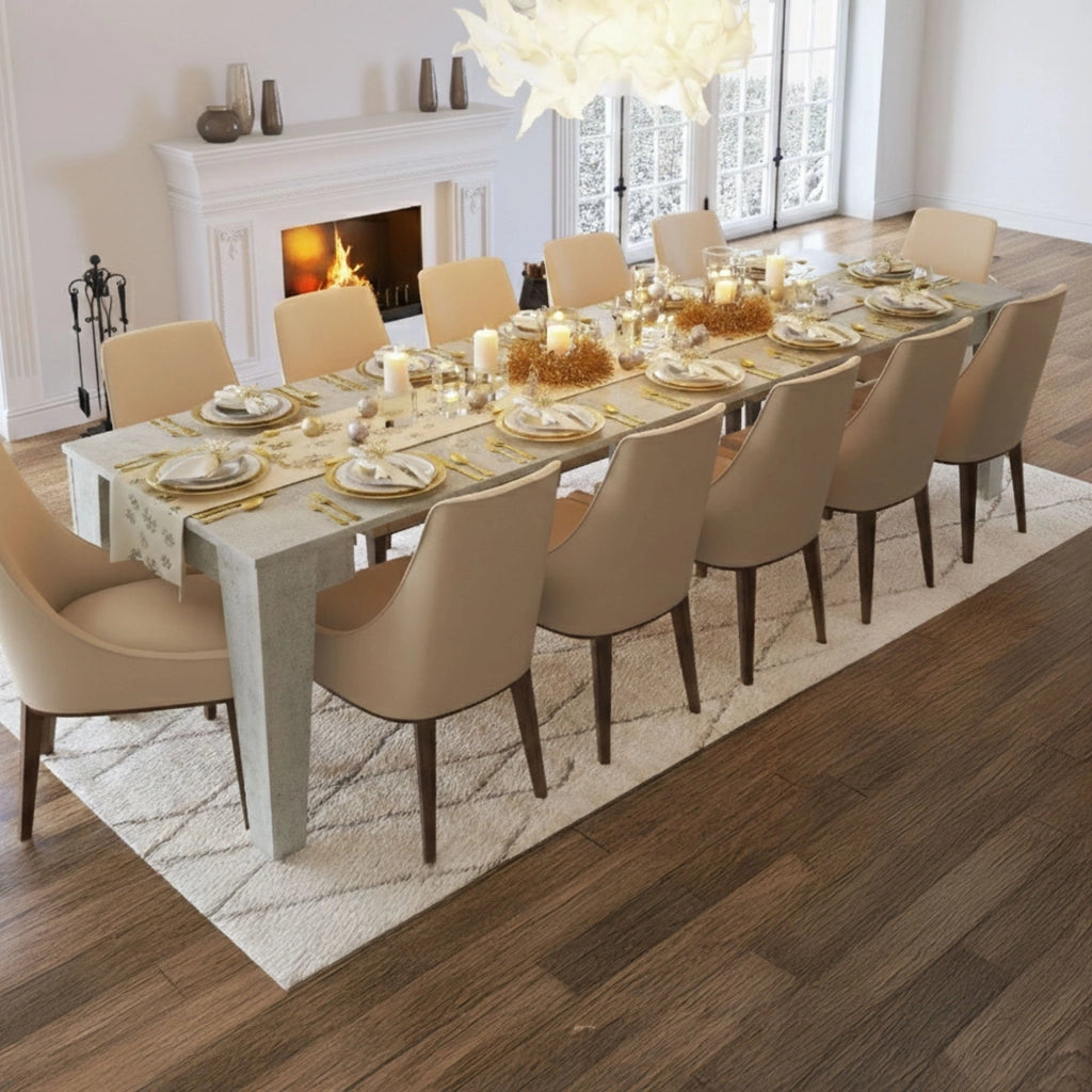 Gizio, Consolle Allungabile Allungabile, 305.6x90x75.2h cm Grigio Cemento