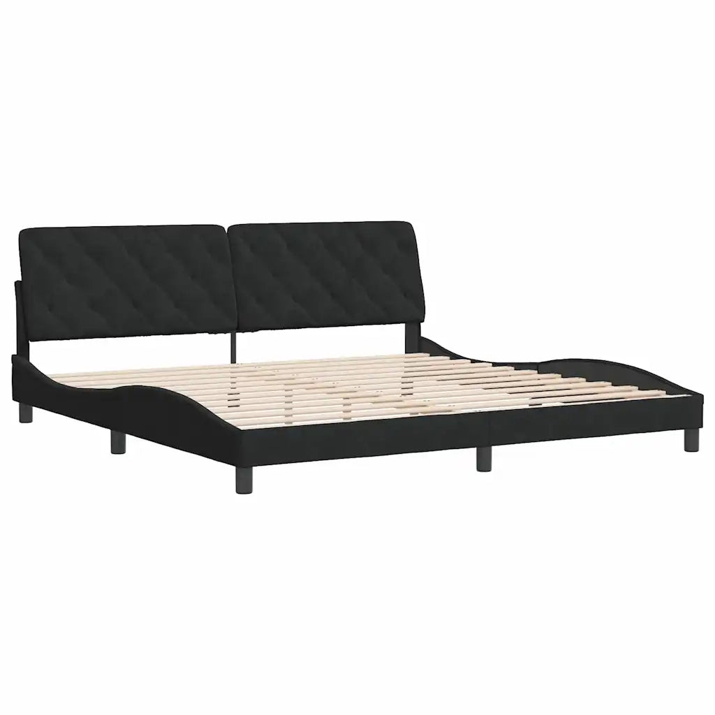 Giroletto senza Materasso Nero 200x200 cm in Velluto