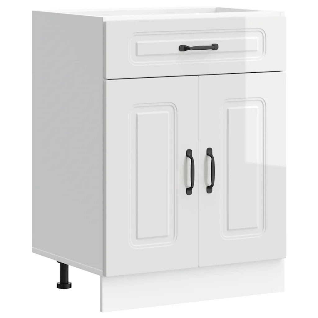 Base da Cucina-Mobile Base da Cucina Kalmar Bianco Lucido in Legno Multistrato 858451