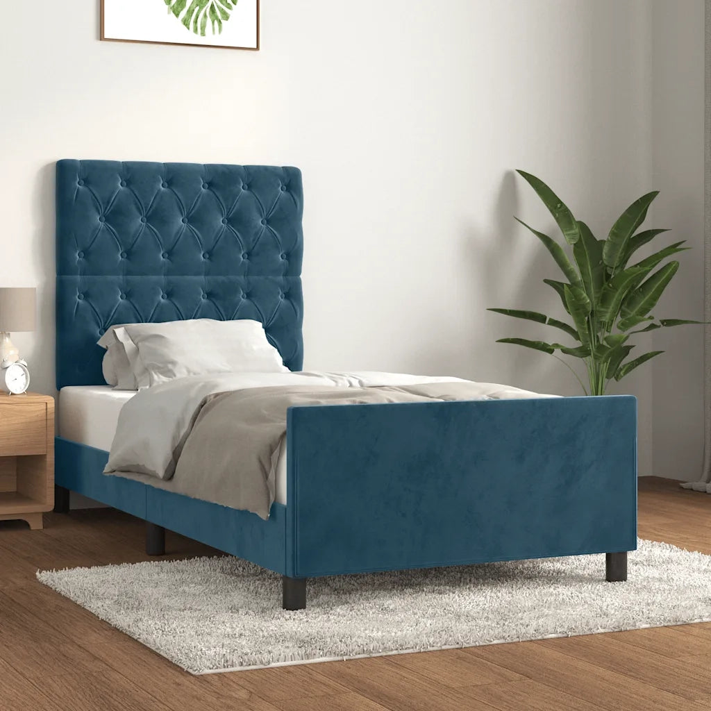 Giroletto con Testiera Blu Scuro 80x200 cm in Velluto cod mxl 58668