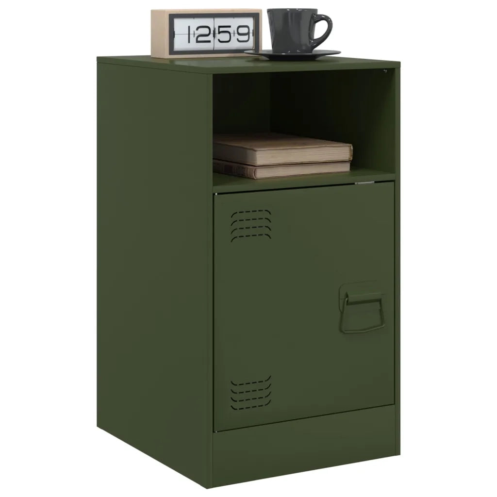 Comodini 2 pz-Set di 2 Tavolino da notte Verde Oliva 34,5x39x62 cm in Acciaio 782369