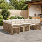 Set Divano da Giardino 10 pz Beige e Bianco Crema polyrattan 3436839