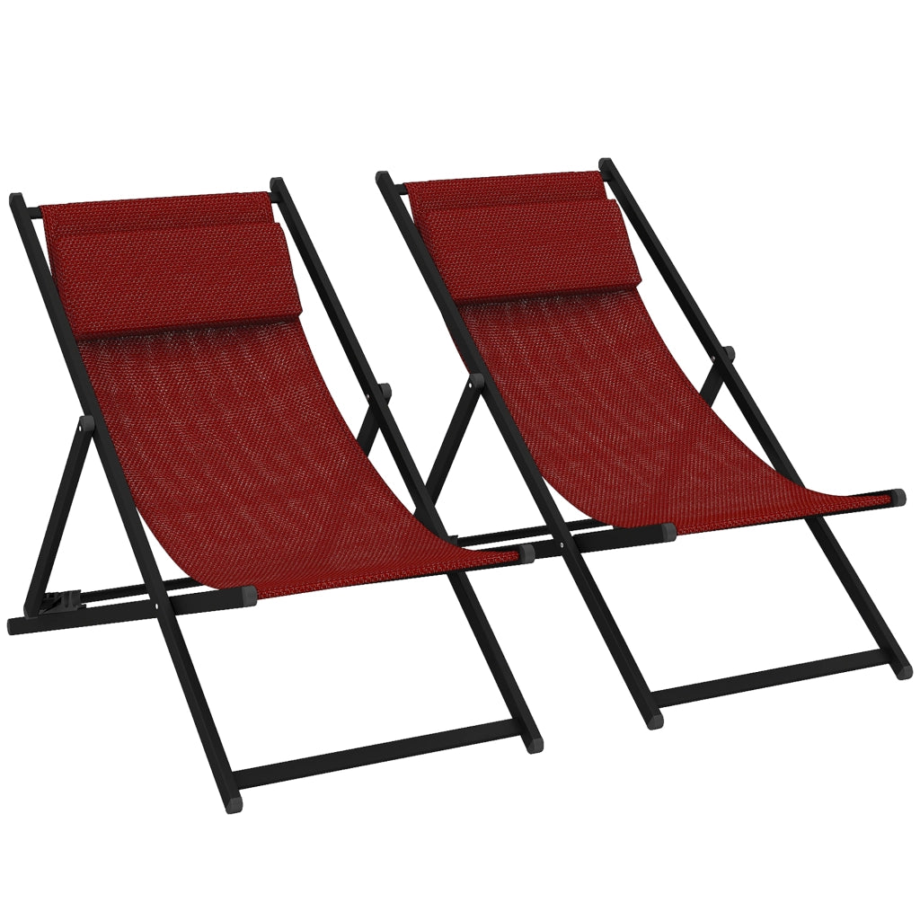 Set 2 Sedie Pieghevoli Reclinabili ¨C zephmum ¨C Alluminio, 100x60x85 cm, Rosso