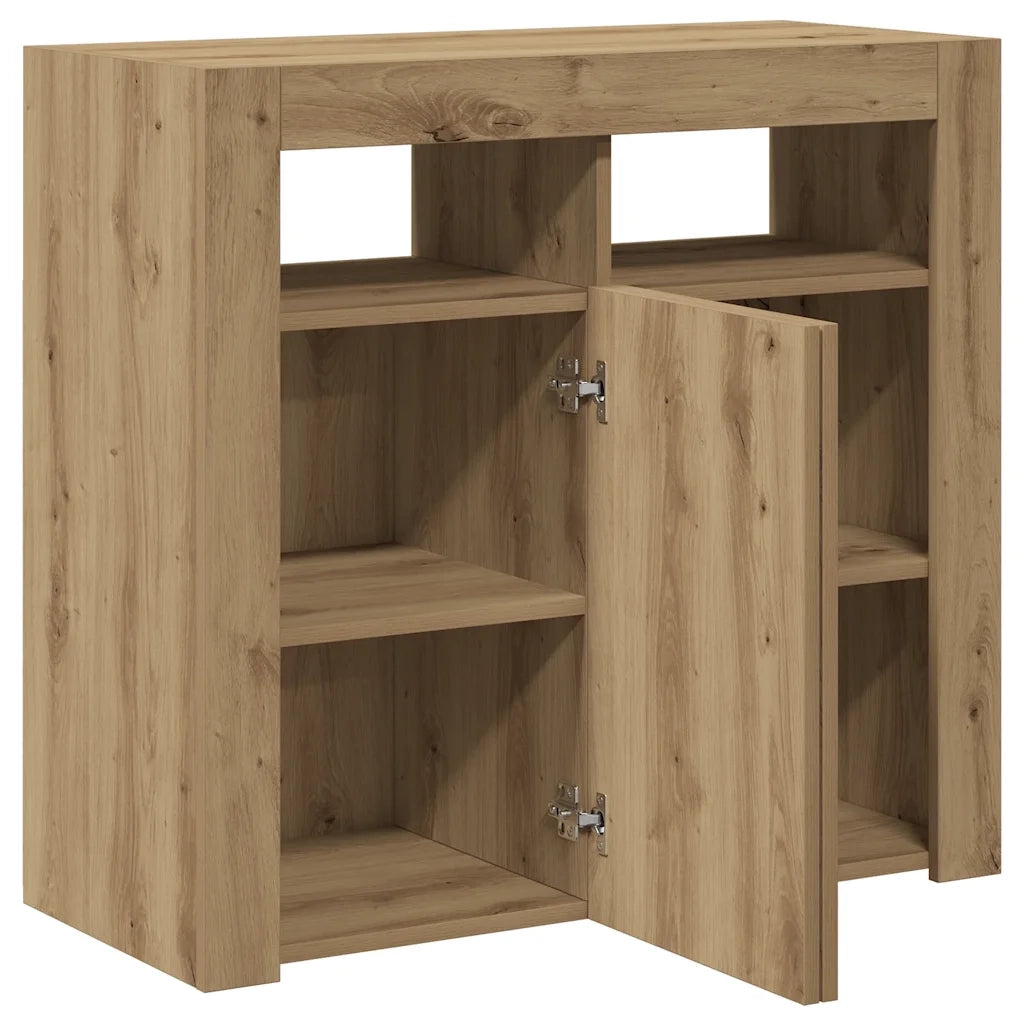 Credenza con Luci LED Artigianale 80x35x75 cm in Truciolato 856362