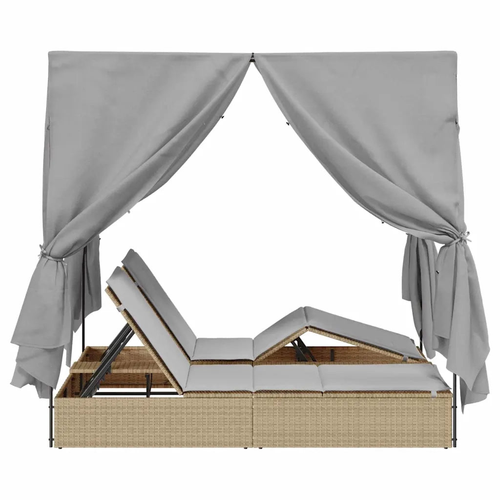 Lettino da sole doppio Grigio 205 x 129 x 200 cm polyrattan 3376130
